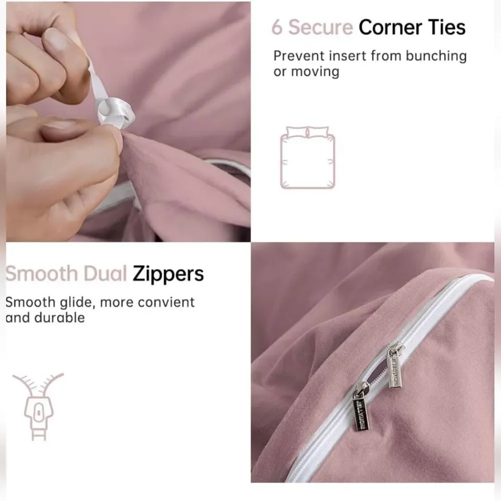 100% Cotton Dusty Pink Duvet Cover Set Full Size